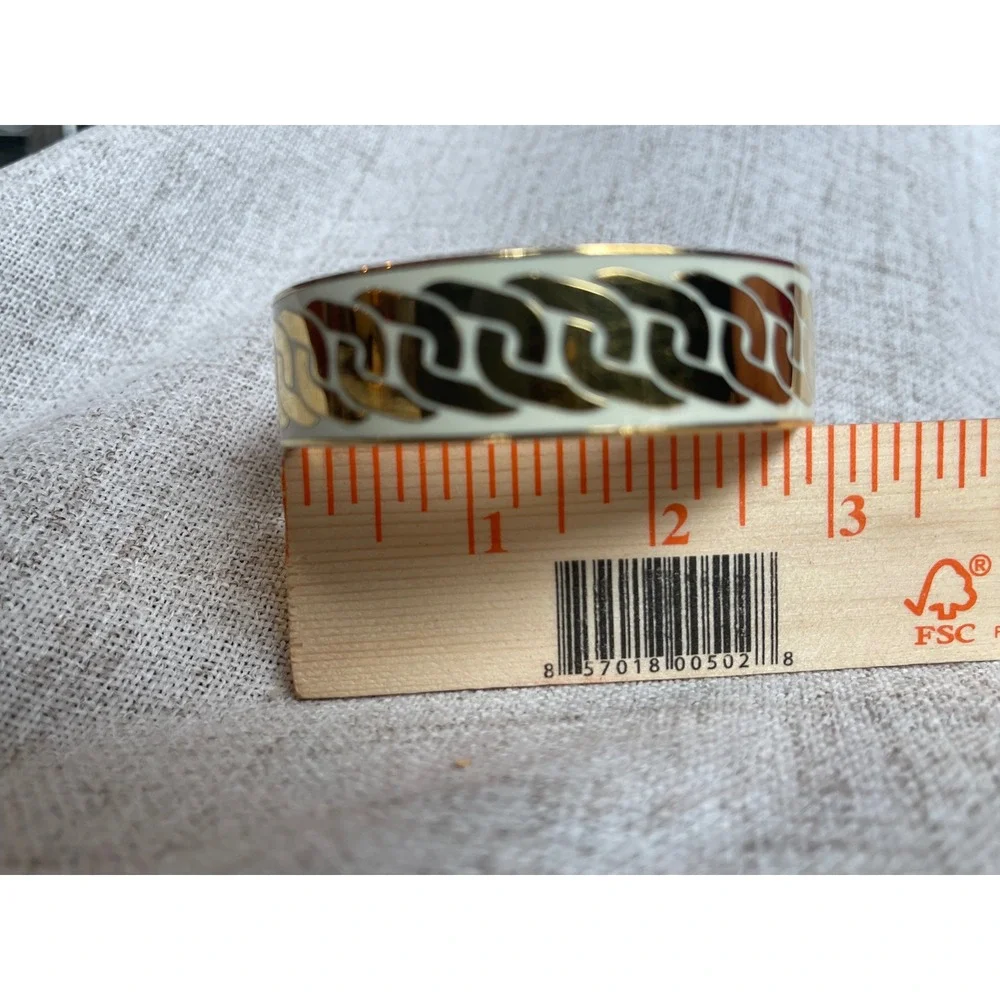 Vintage Kate Spade Putting on the Ritz Enamel Bangle Gold Cream Chain Link - Picture 4 of 4